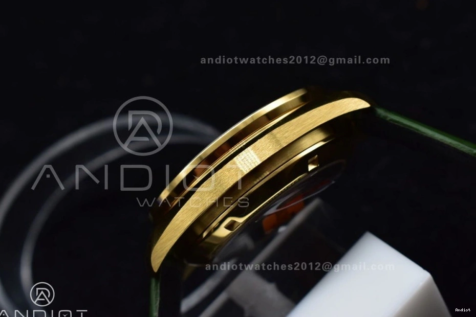 Gold Green Speedmaster Manual Green on Moonshine Strap Dial Edition RMF in Chrono YG Moonwatch Best Leather 0201